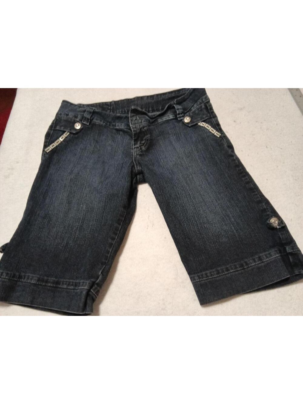 Tiffanel Embellished Denim Bermuda Shorts Dark Wash Sz 10